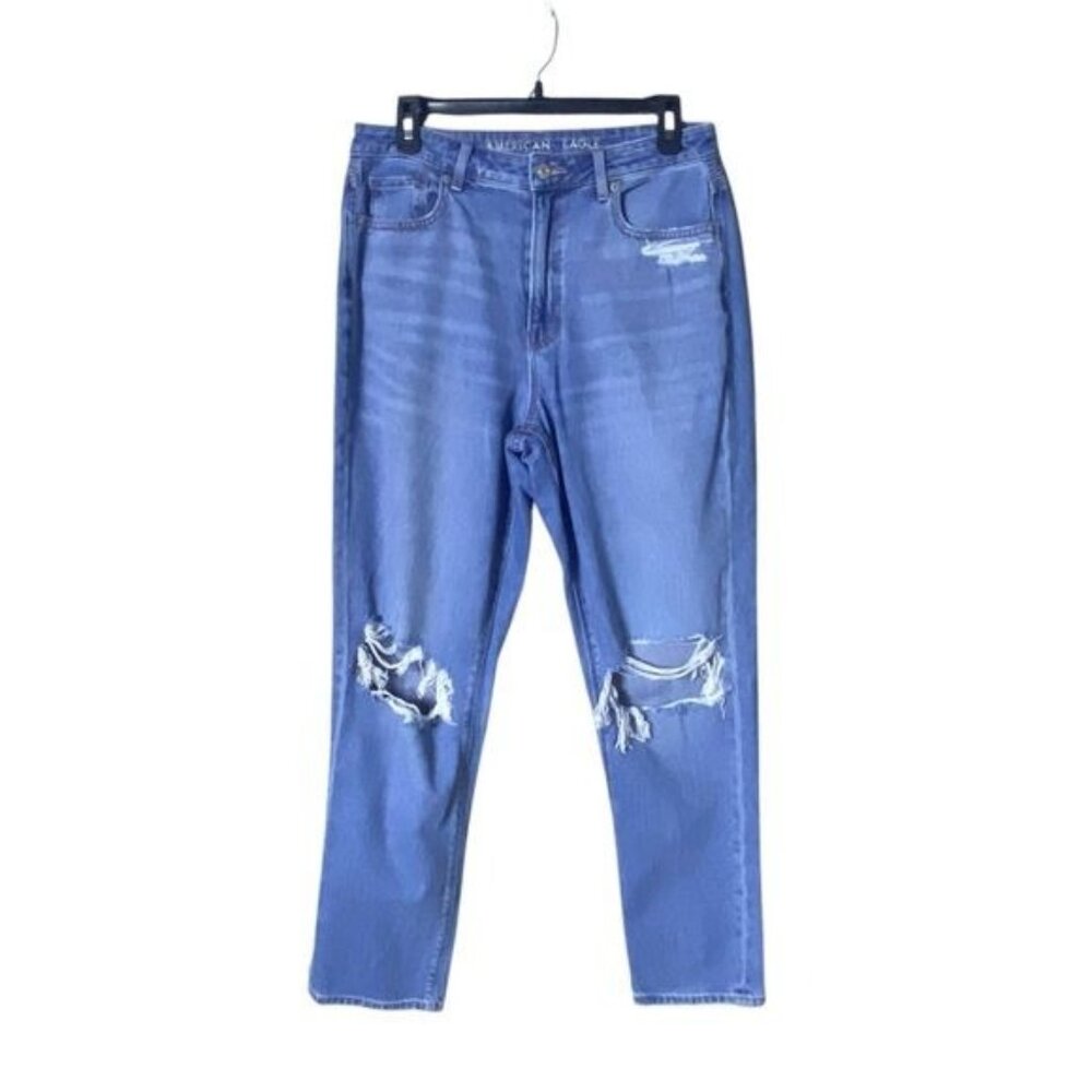 American Eagle Women’s Relaxed Mom Jeans Size 0 Faded Distressed Baggy